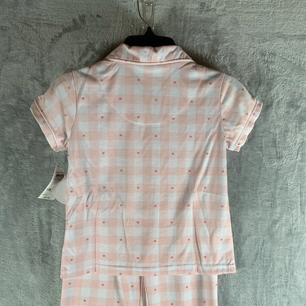 Charter‎ Club Girls 5 Pajama Set Pants Button Up Top Mommy and Me Pink Plaid PJs
